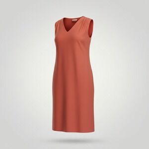 Sissy-Boy Sleeveless V-Neck Midi Dress Terracotta, Linen Blend XL